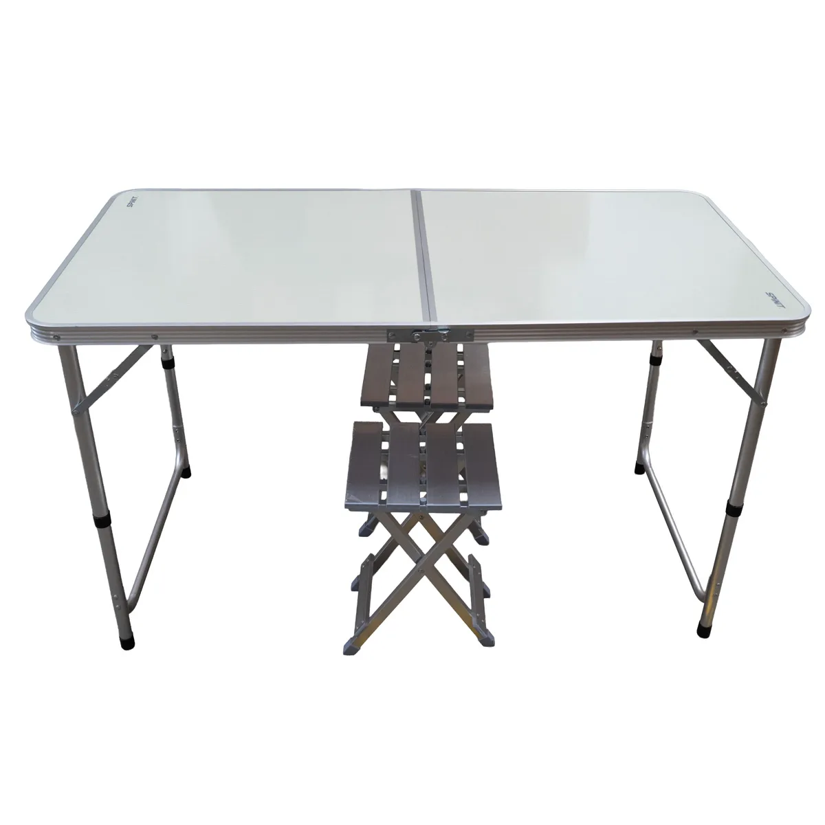 Set mesa plegable con 2 bancos de aluminio - Imagen 2