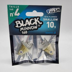 Cabeza 10 gramos Shallow talla 4- Color khaki – Black Minnow